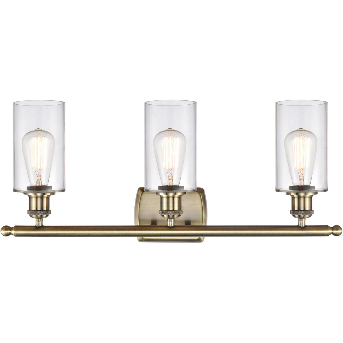 Ballston Clymer LED 26 inch Antique Brass Bath Vanity Light Wall Light in Clear Glass, Ballston