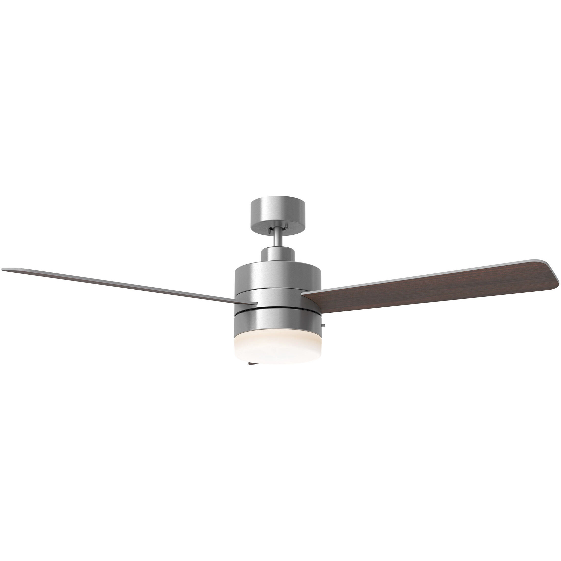 Era 52 LED 52 inch Brushed Steel with Silver/American Walnut reversible blades Indoor/Outdoor Ceiling Fan
