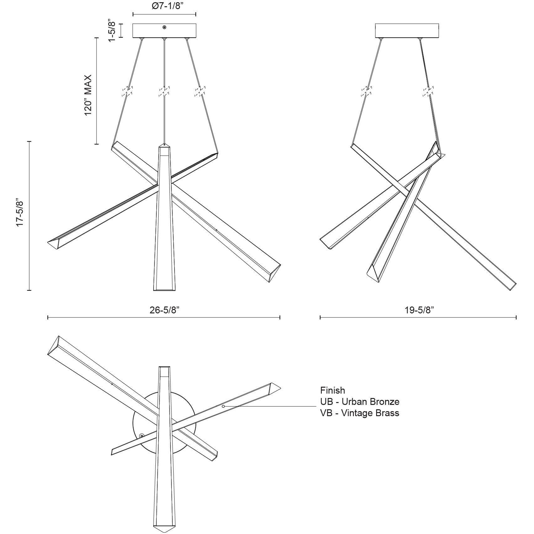 Lex LED 19.63 inch Urban Bronze Chandelier Ceiling Light
