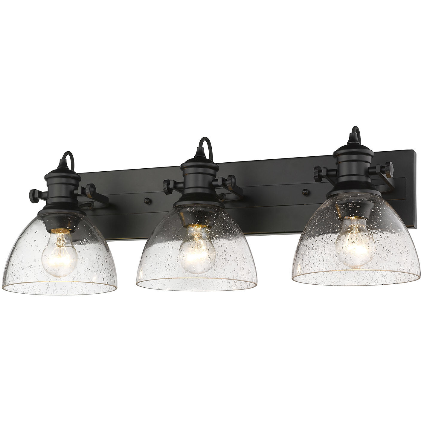 Yep Hines 3 Light 23.13 inch Matte Black Semi-Flush Mount Ceiling Light in Seeded Glass, Damp