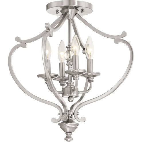 Savannah Row 4 Light 18 inch Brushed Nickel Semi Flush Mount Ceiling Light, Convertible