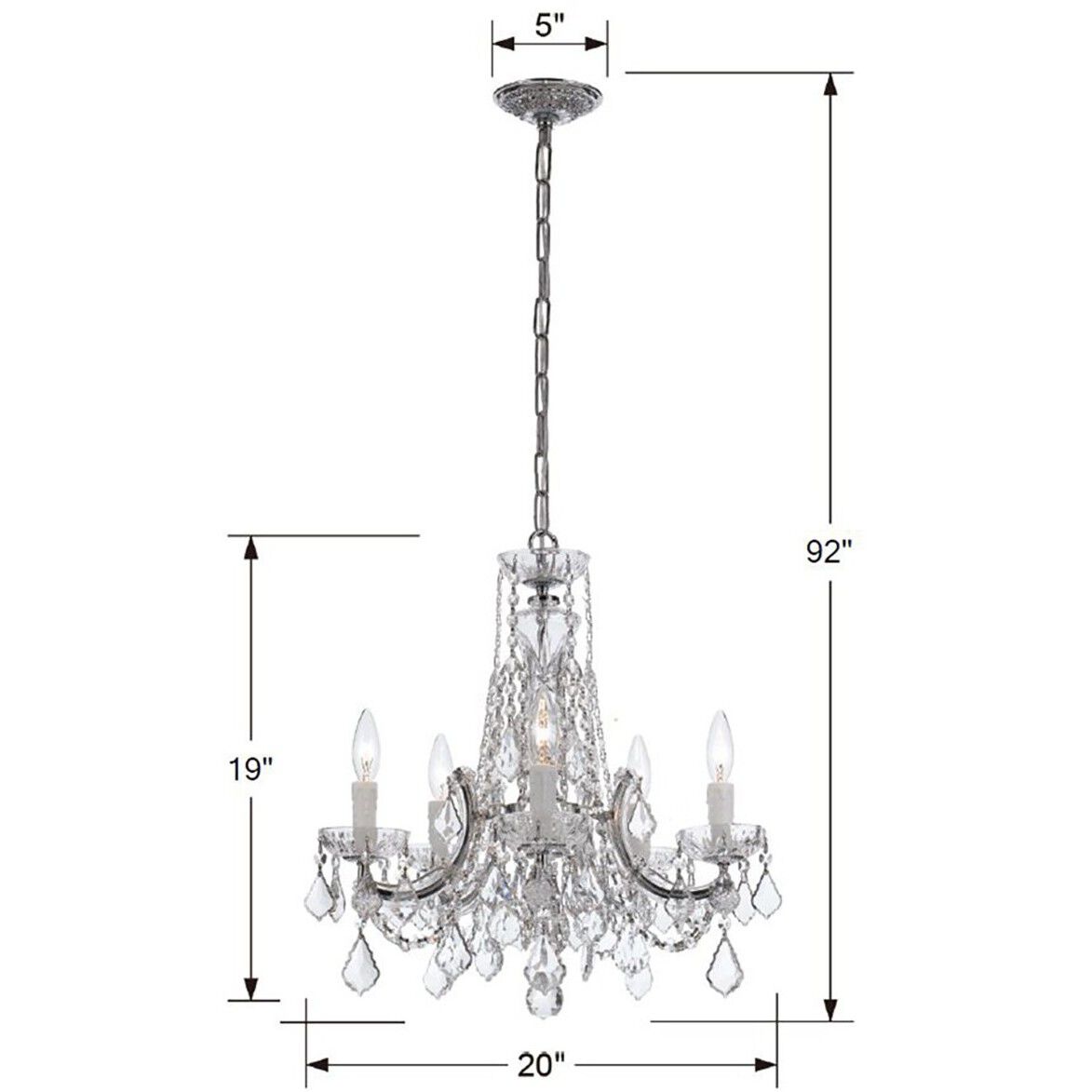 Maria Theresa 5 Light 20 inch Polished Chrome Chandelier Ceiling Light in Clear Spectra