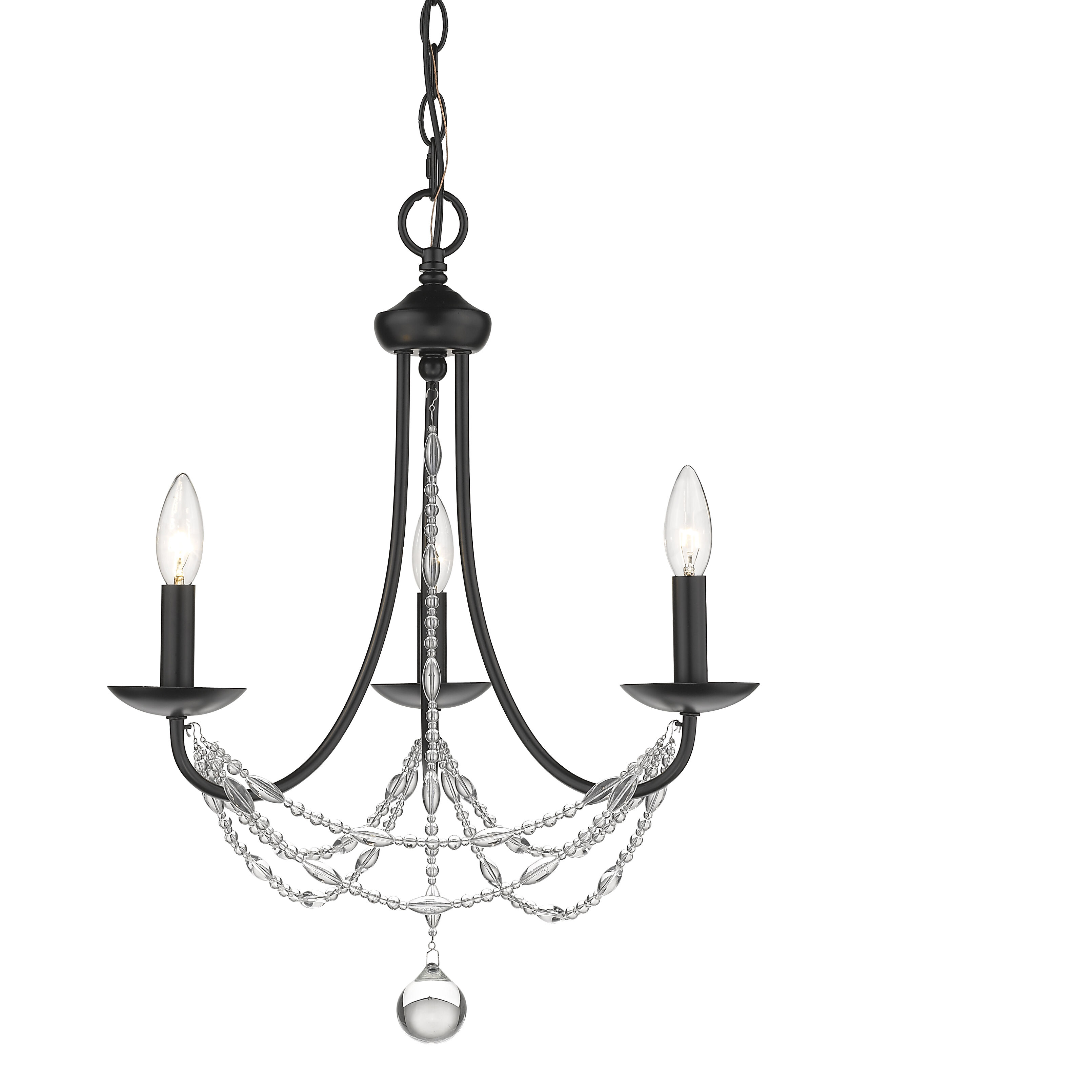 Mirabella 18 inch 60.00 watt Matte Black Chandelier Ceiling Light in No Shade, Mini
