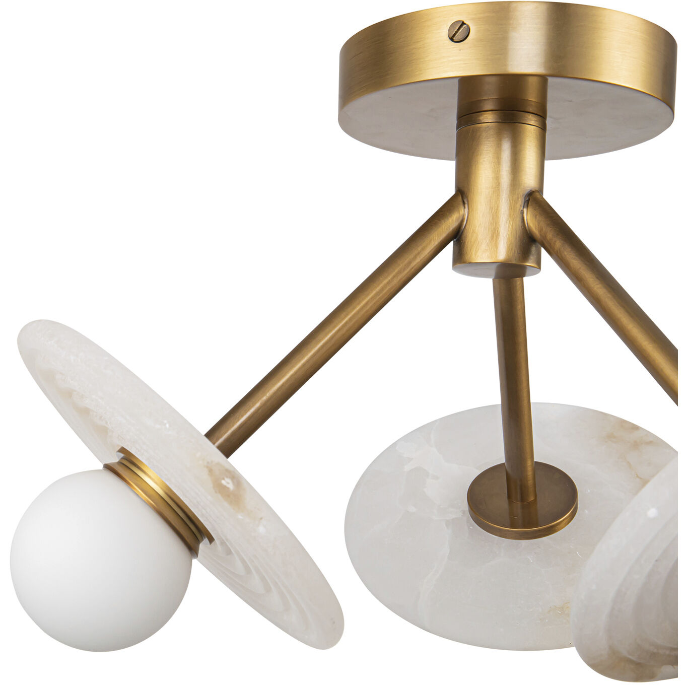 Dahlia LED 13 inch Vintage Brass/Alabaster Semi-Flush Mount Ceiling Light