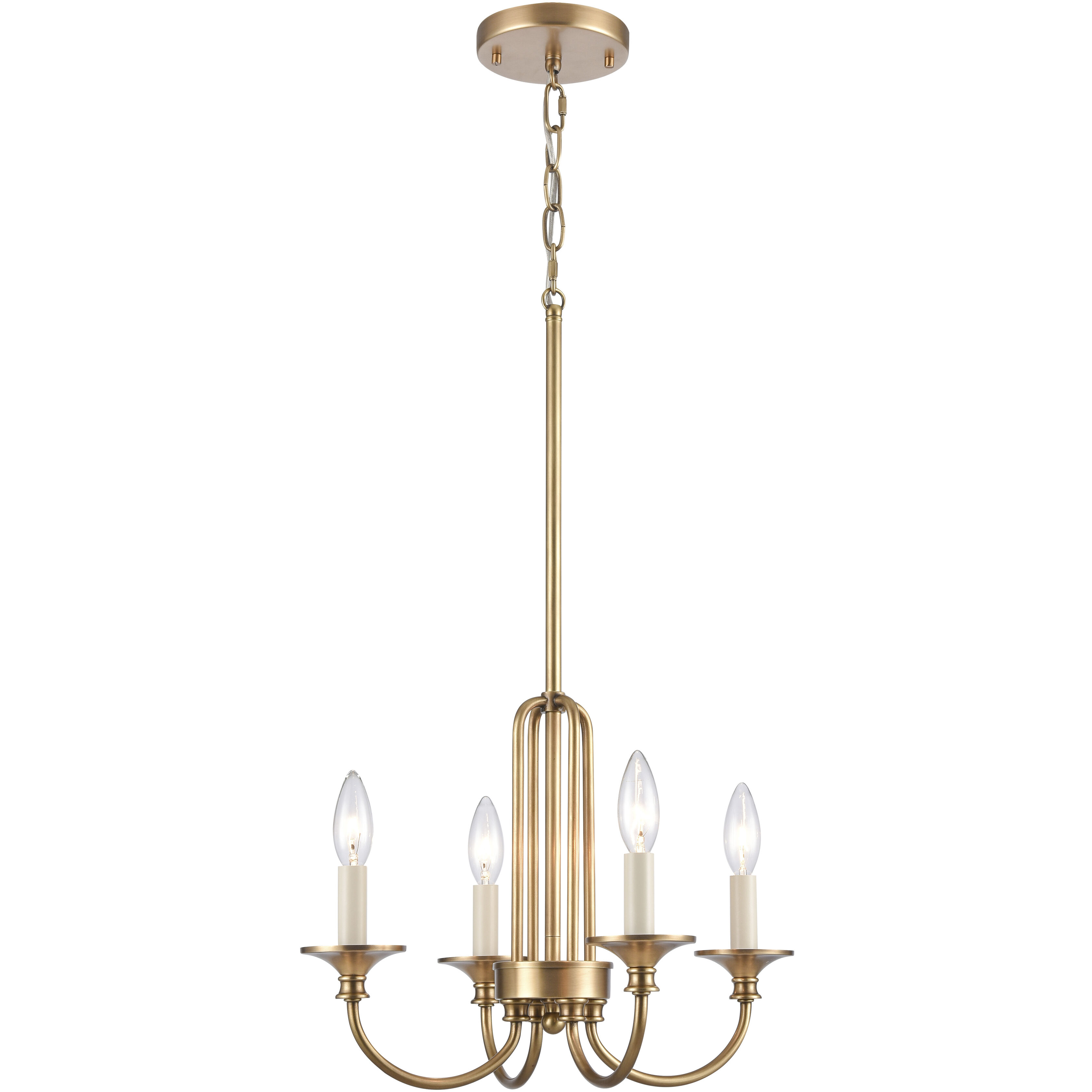 Cecil 4 Light 16 inch Natural Brass with Off White Semi Flush Mount Ceiling Light