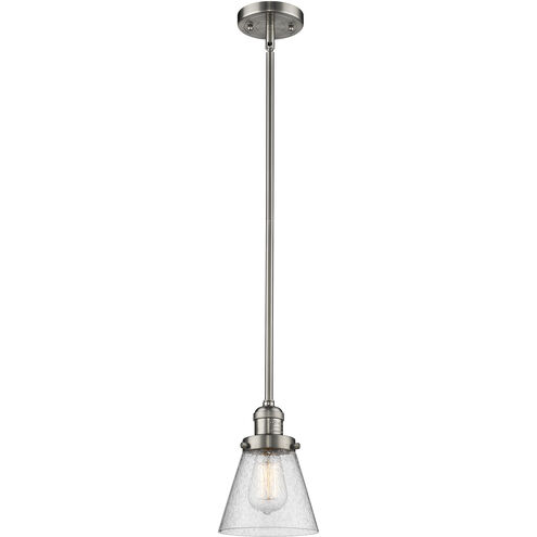 Franklin Restoration Cone 1 Light 6 inch Brushed Satin Nickel Mini Pendant Ceiling Light in Incandescent, Seedy, Franklin Restoration