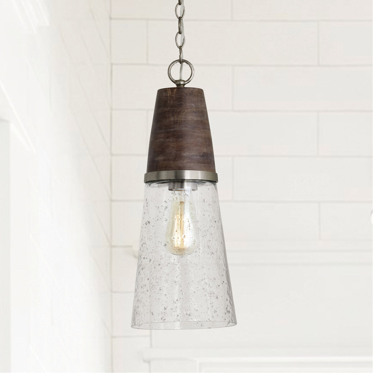 Connor 1 Light 8 inch Black Wash and Matte Nickel Pendant Ceiling Light