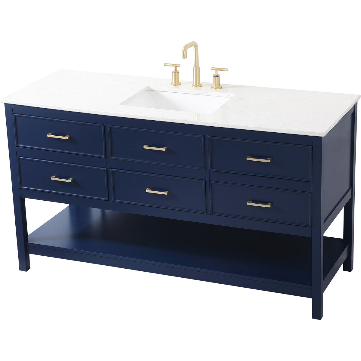 Sinclaire 60 X 22 X 34 inch Blue Vanity Sink Set