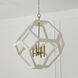 Geo 4 Light 24 inch Flat White and Matte Brass Pendant Ceiling Light