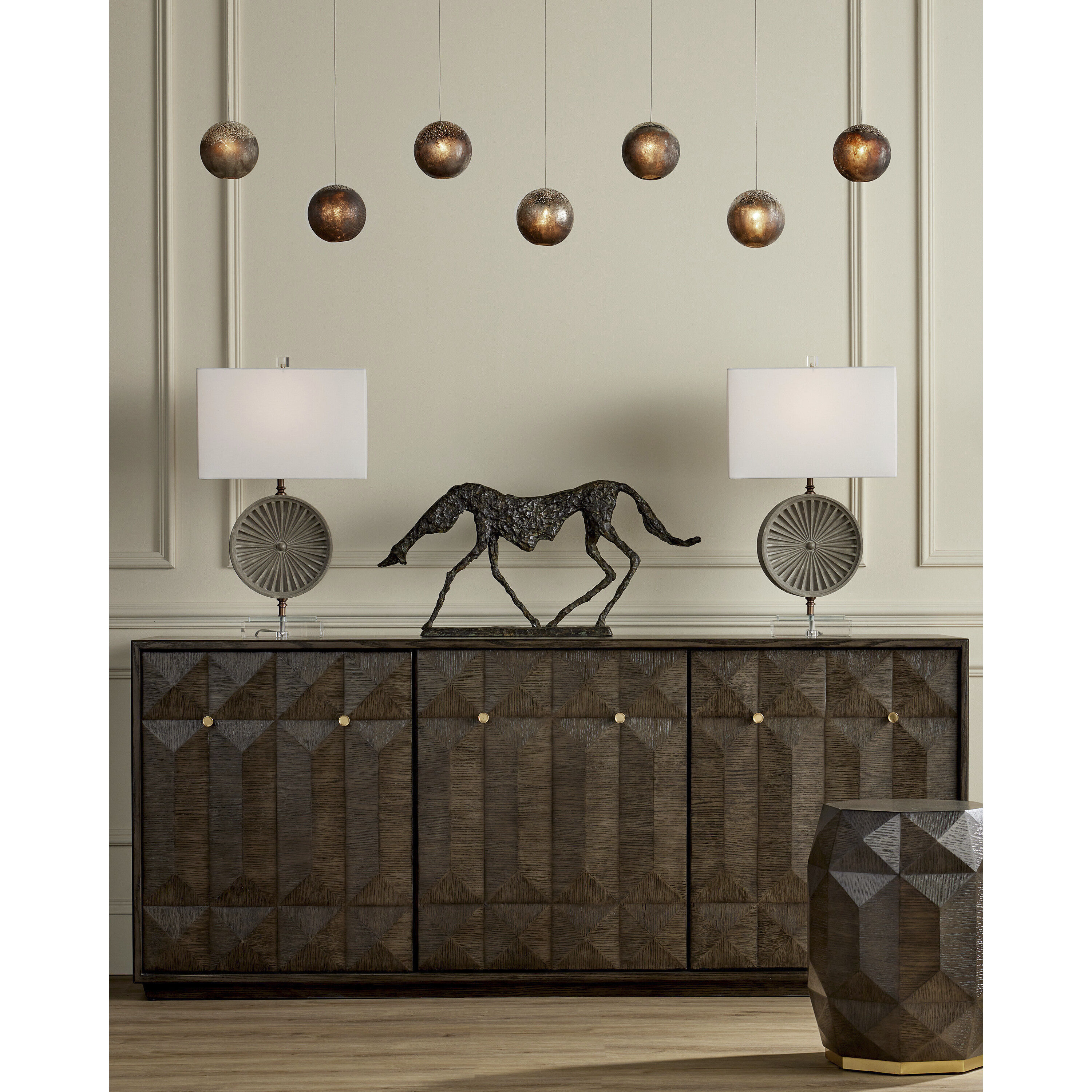 Pathos 7 Light 57 inch Antique Silver and Antique Gold and Matte Charcoal Multi-Drop Pendant Ceiling Light