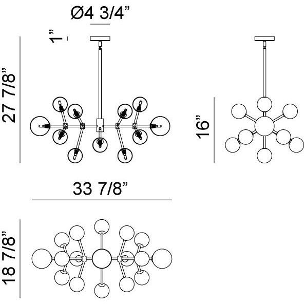 Novu LED 19 inch Aged Gold Brass Chandelier Ceiling Light