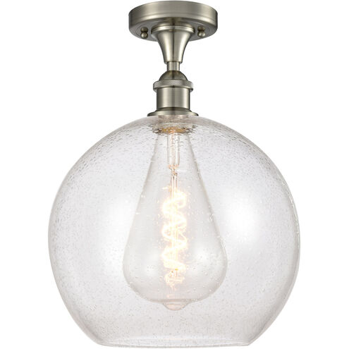 Ballston Athens LED 11.75 inch Brushed Satin Nickel Semi-Flush Mount Ceiling Light in Seedy Glass