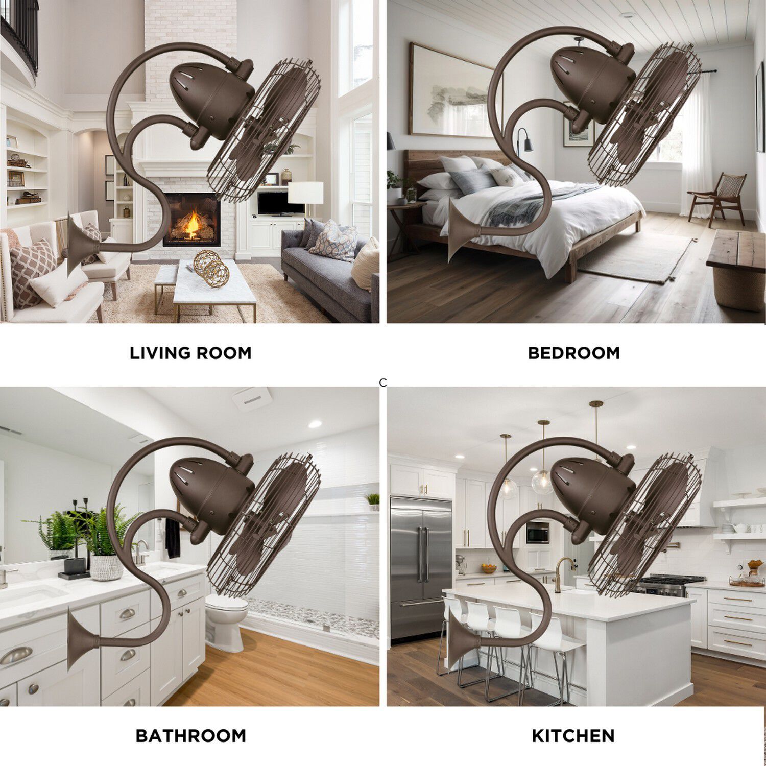 Atlas Melody 20 inch Textured Bronze Wall Fan, Atlas