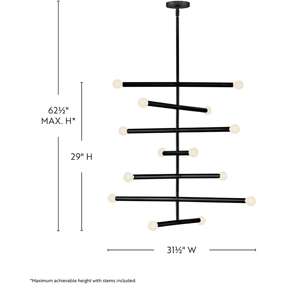 Millie 14 Light 31.5 inch Black Chandelier Ceiling Light
