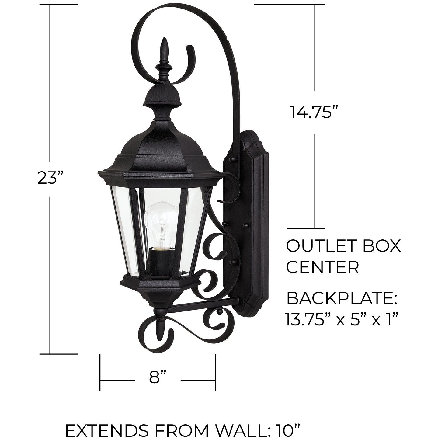 Carriage House 1 Light 23 inch Black Outdoor Wall Lantern