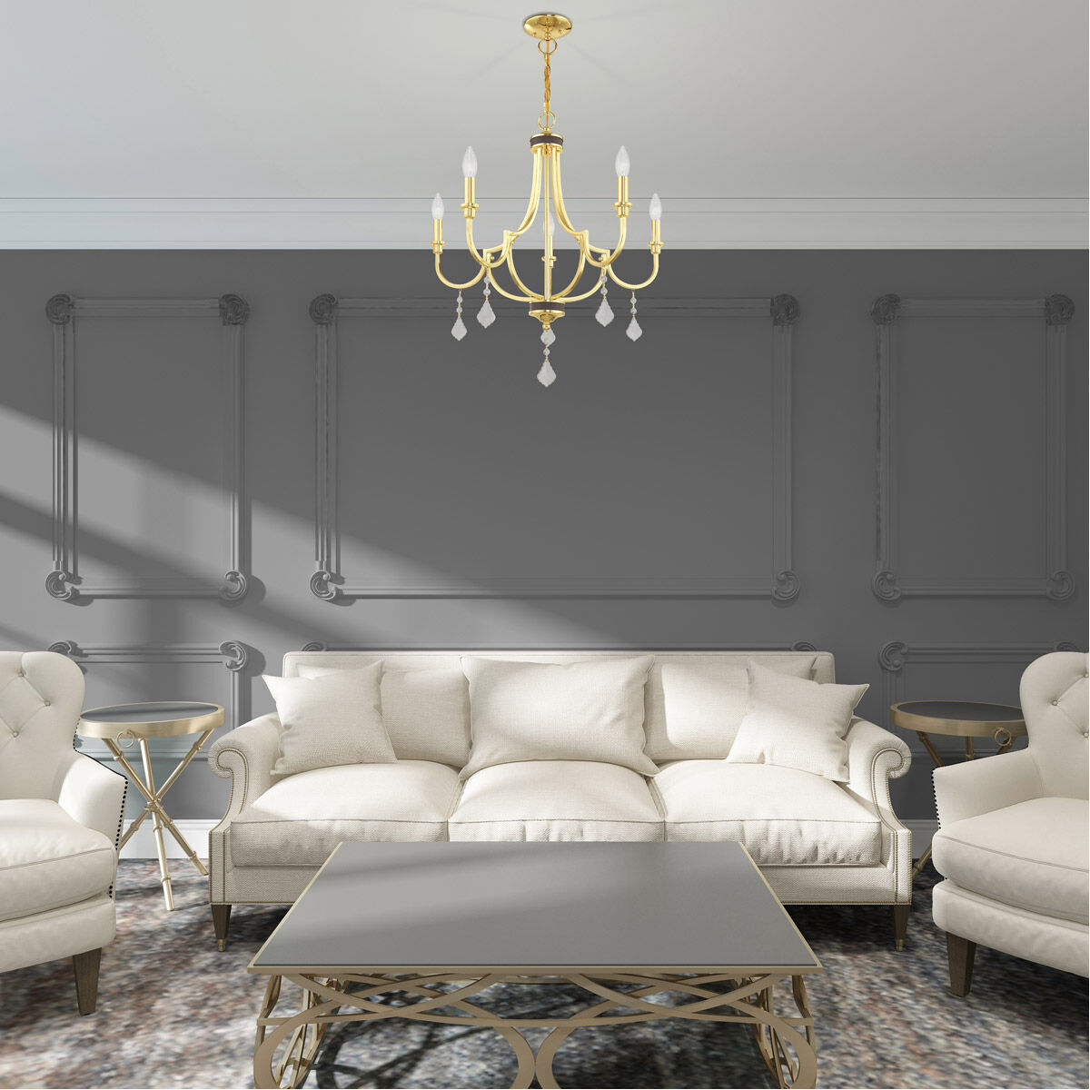 Glendale 5 Light 24.5 inch Polished Brass Chandelier Ceiling Light