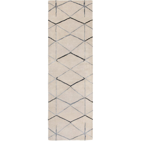 Naya 63 X 39 inch Medium Gray/Black/Ivory Rugs, Wool and Viscose