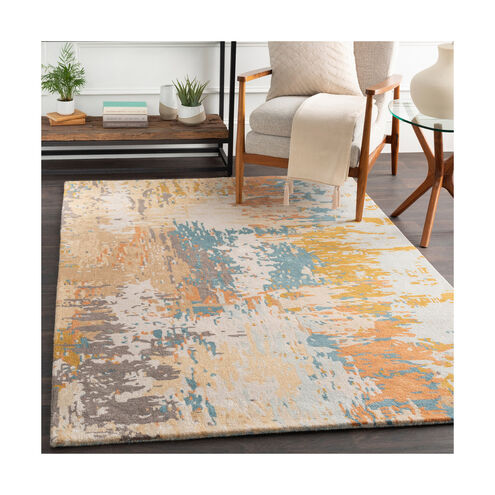 Banshee 36 X 24 inch Camel/Light Gray/Teal/Khaki/Mustard Rugs, Rectangle