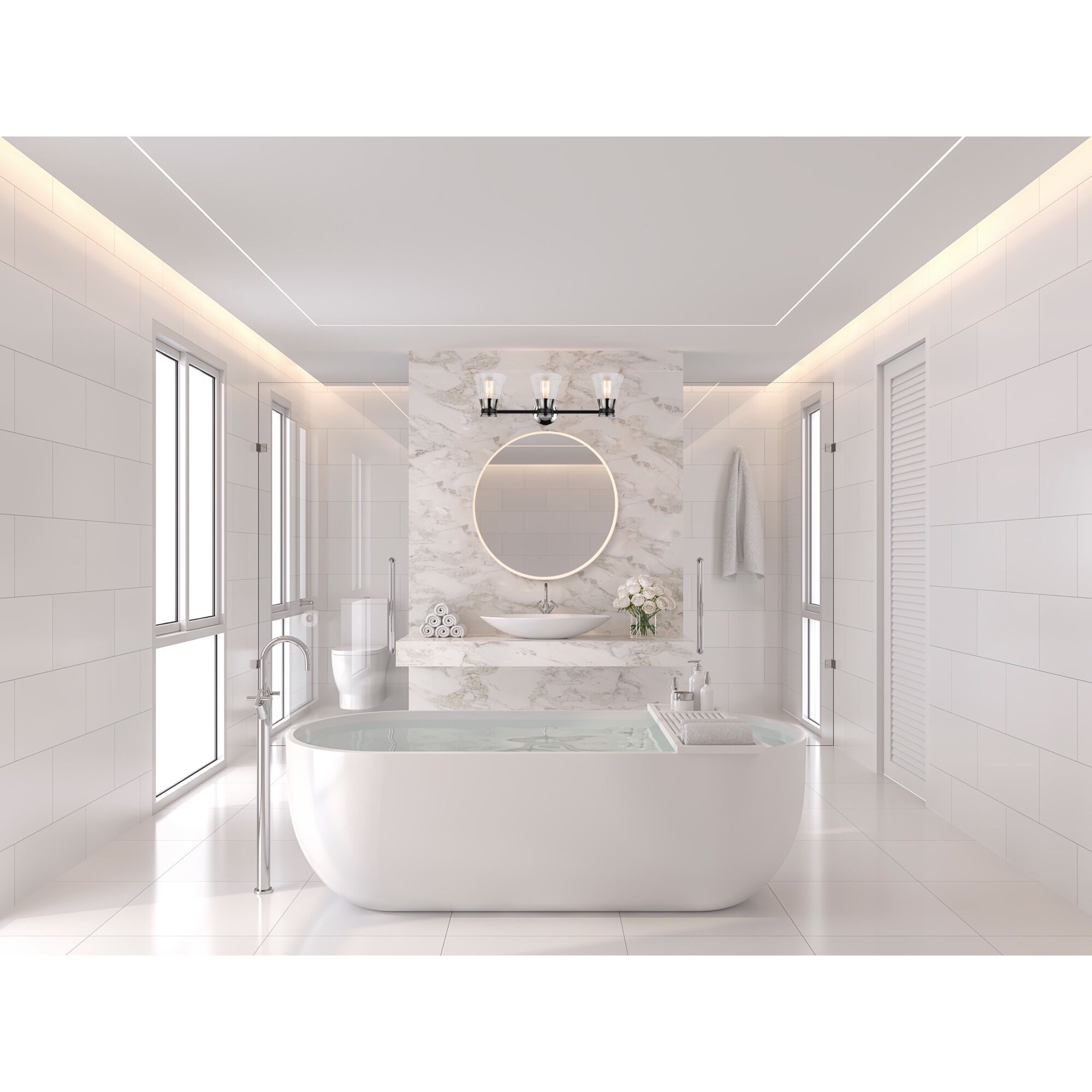 Kanata 3 Light 26 inch Black and Brushed Nickel Vanity Light Wall Light