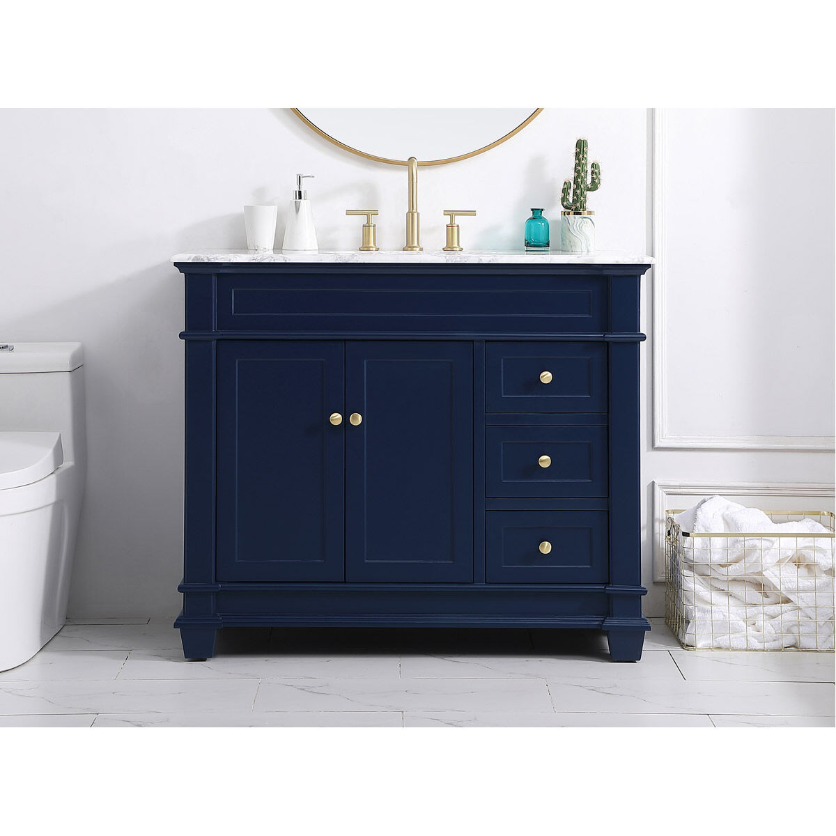 Wesley 42 X 21.5 X 35 inch Blue Vanity Sink Set