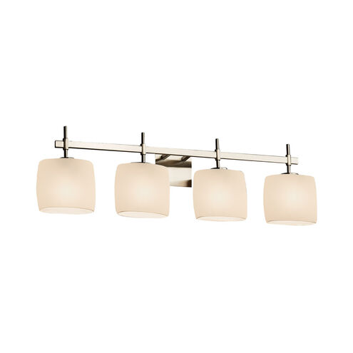 Fusion 4 Light 33.5 inch Brushed Nickel Vanity Light Wall Light in Oval, Incandescent, Opal Fusion