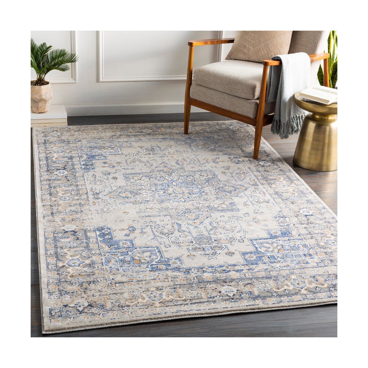 Indigo 87 X 63 inch Navy/Bright Blue/Medium Gray/Tan/White Rugs