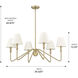 Yep Kennedy 29.75 inch 60.00 watt Brushed Champagne Brass Chandelier Ceiling Light in Ivory Linen
