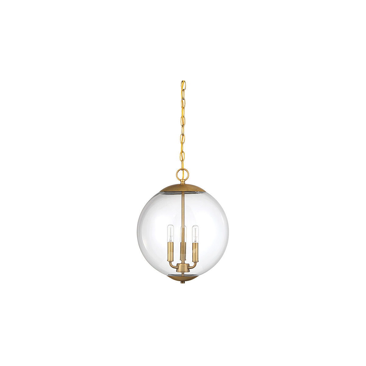 Modern 3 Light 13.75 inch Natural Brass Pendant Ceiling Light