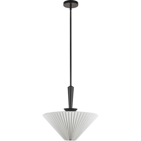 Alora Mood Bridgette 1 Light 16.38 inch Matte Black Pendant Ceiling Light in Matte Black and Folded White, Linen Shade
