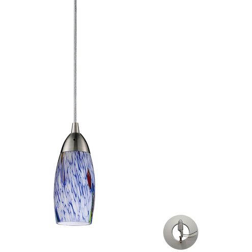 Milan 1 Light 3 inch Satin Nickel Multi Pendant Ceiling Light in Starburst Blue Glass, Configurable