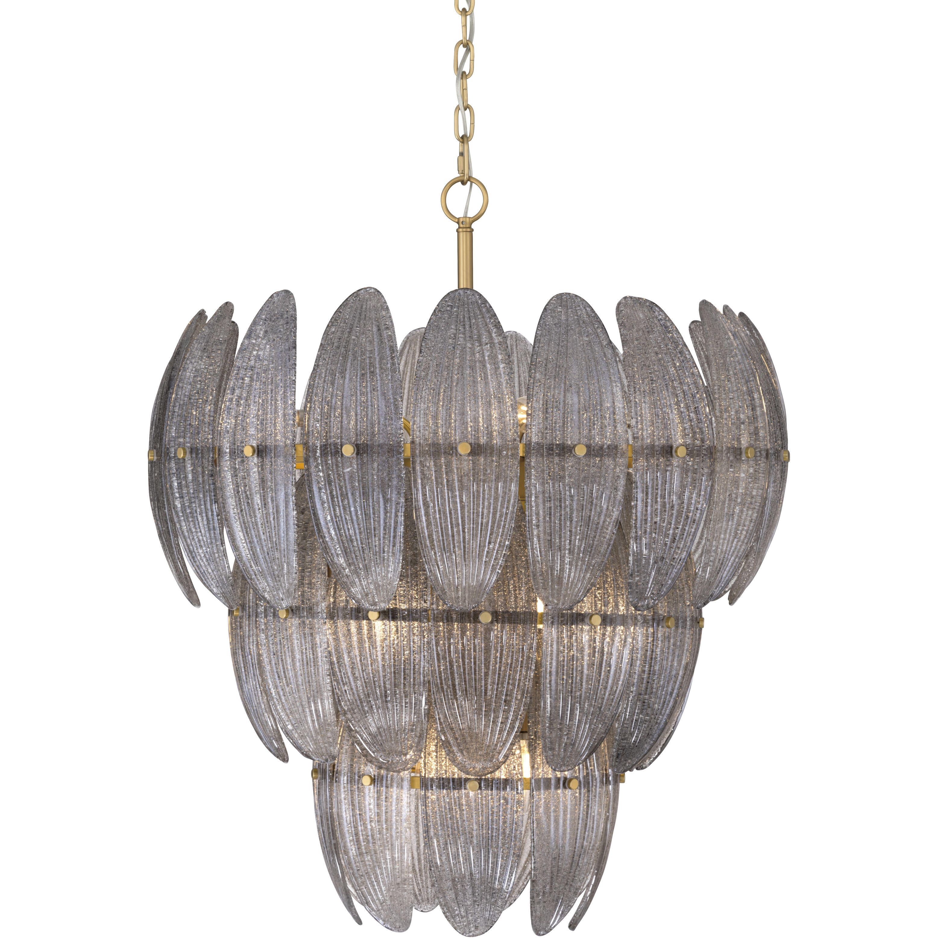 Marclaire 11 Light 26.5 inch Legacy Brass Pendant Ceiling Light in Grey Textured Handmade Glass