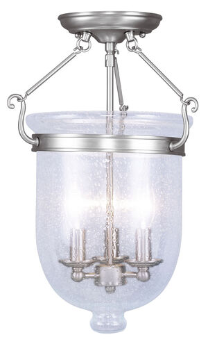 Jefferson 3 Light 12 inch Brushed Nickel Semi-Flush Mount Ceiling Light