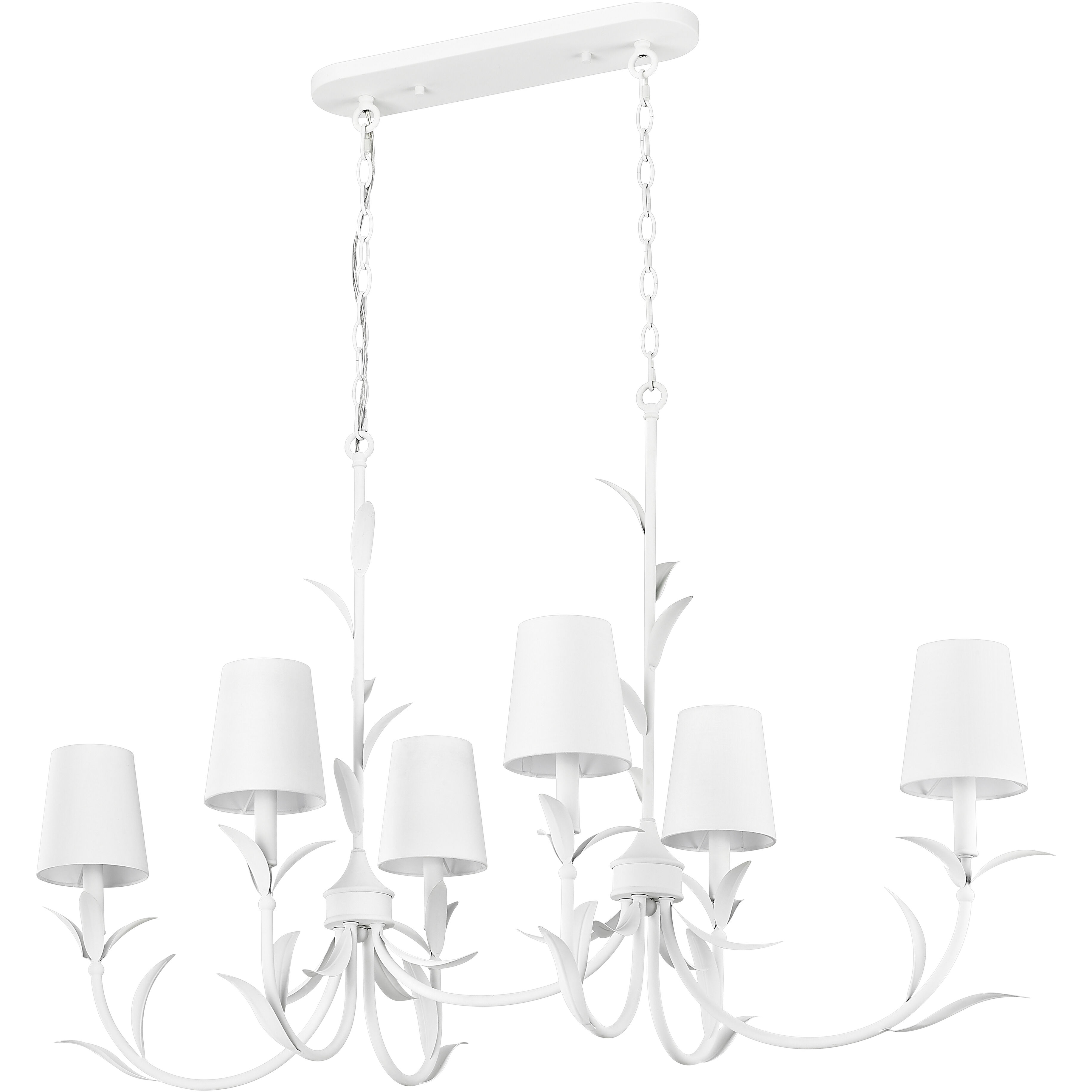Aslin 6 Light 44 inch Textured White Linear Chandelier Ceiling Light
