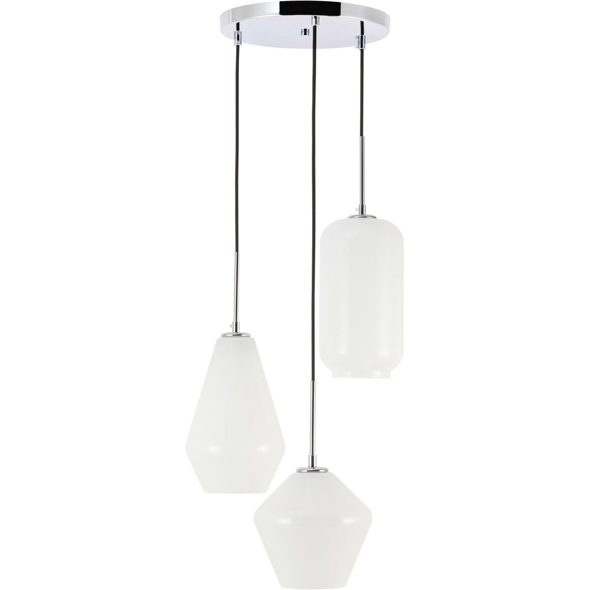 Gene 3 Light 17 inch Chrome Pendant Ceiling Light