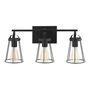 Dames 3 Light 21.75 inch Midnight Black Bath Vanity Wall Sconce Wall Light