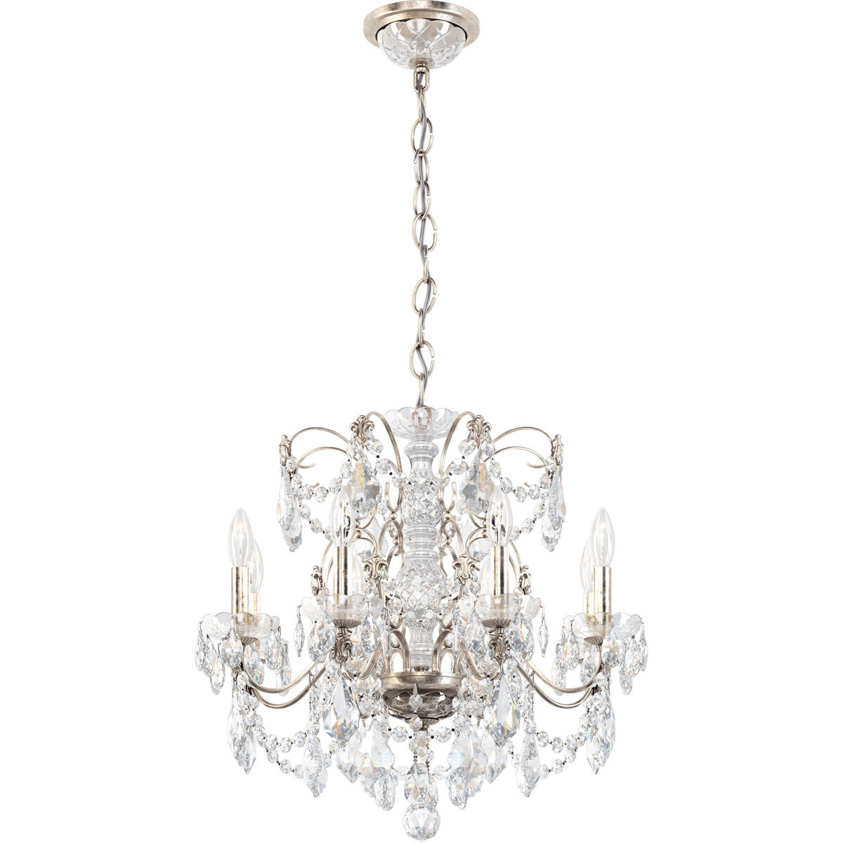 Century 8 Light 24 inch Antique Silver Chandelier Ceiling Light