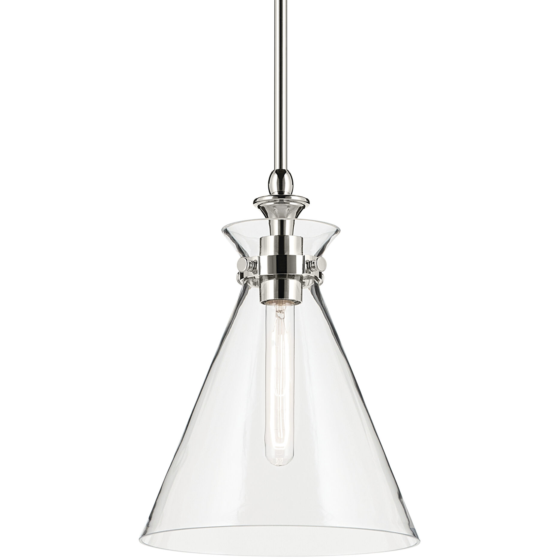 Laria 1 Light Polished Nickel Pendant Ceiling Light in Clear