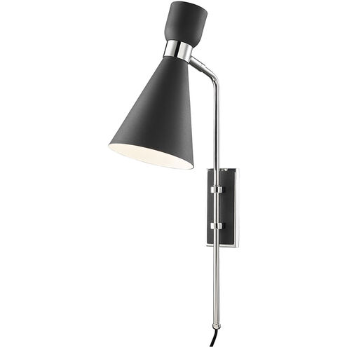 Willa 1 Light 6.25 inch Polished Nickel Wall Sconce Wall Light in Polished Nickel and Black