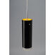 Cyrus LED 4 inch Matte Chrome Large Pendant Ceiling Light in Black Outer/Gold Inner Glass
