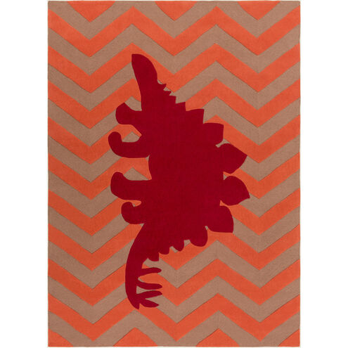 Budding 132 X 96 inch Bright Red, Burnt Orange, Camel Rug
