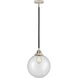 Nouveau 2 Beacon 1 Light 10 inch Black Polished Nickel Mini Pendant Ceiling Light in Incandescent, Clear