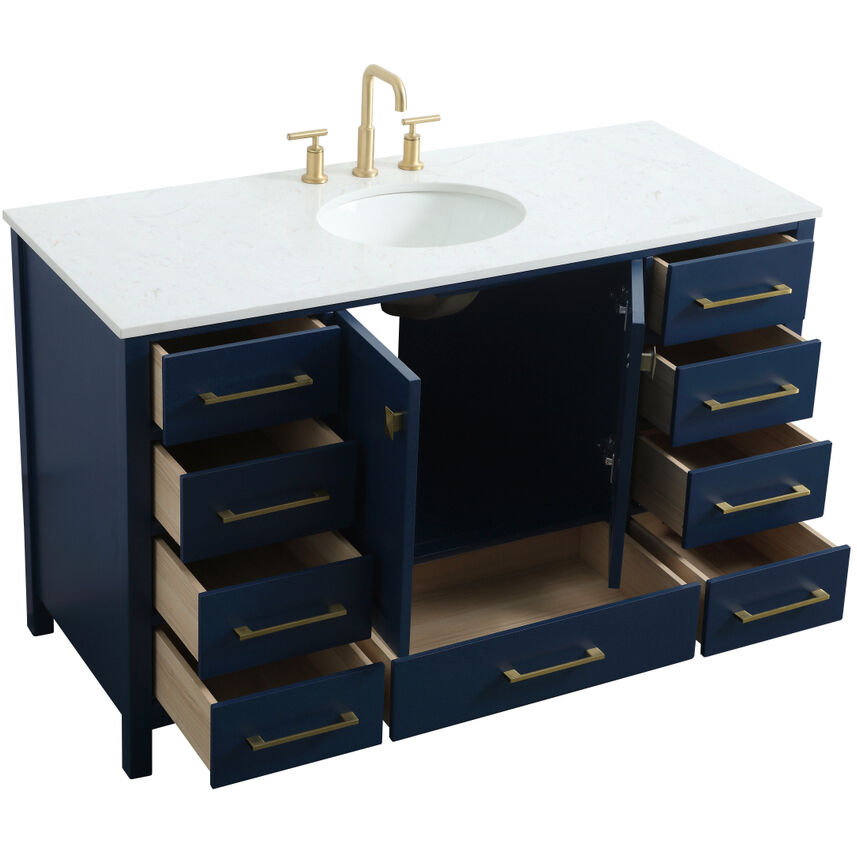 Irene 54 X 22 X 34 inch Blue Vanity Sink Set