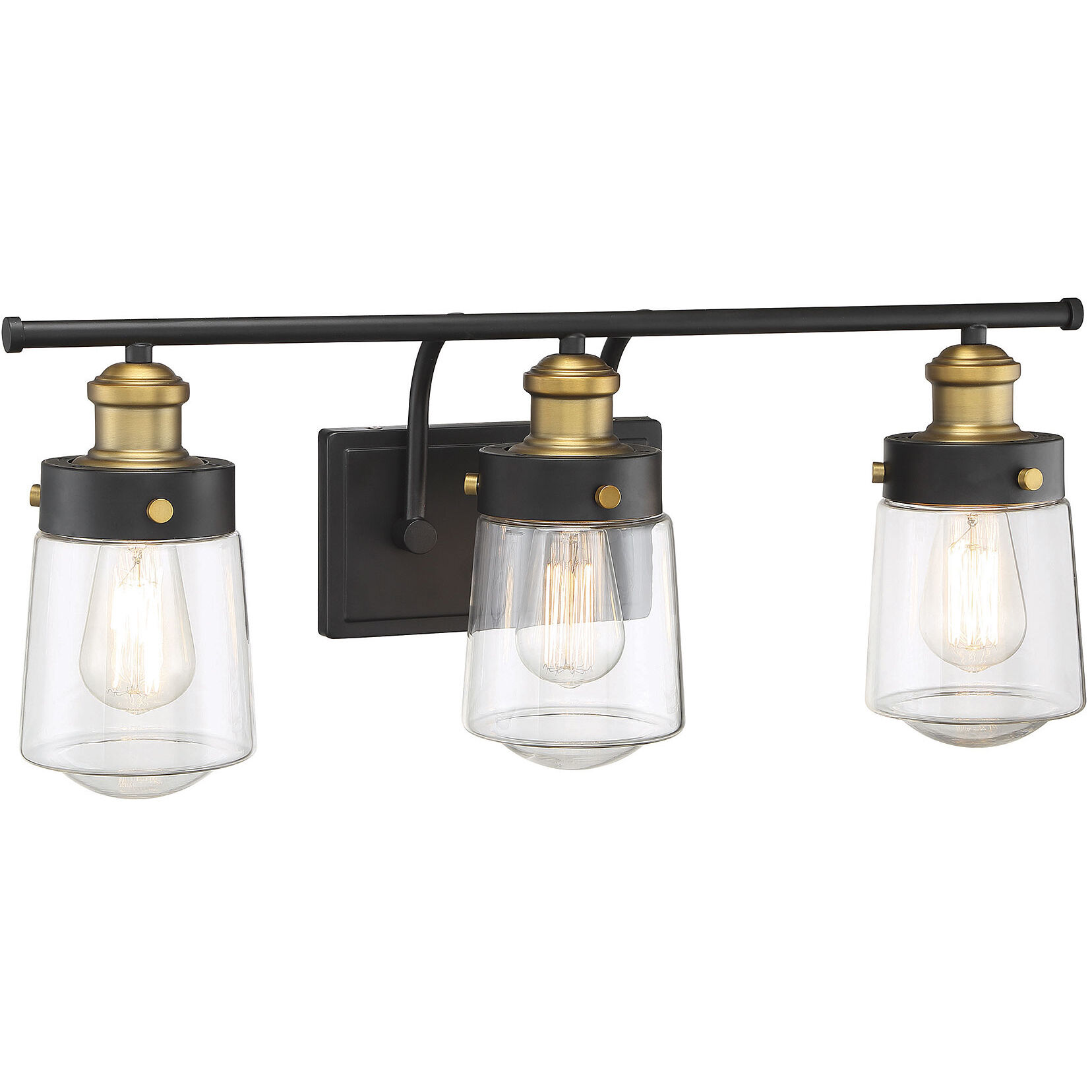Macauley 3 Light 24 inch Vintage Black with Warm Brass Bathroom Vanity Light Wall Light