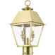 Wentworth 2 Light 17.5 inch Natural Brass Outdoor Post Top Lantern, Medium