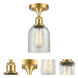 Ballston Caledonia LED 5 inch Satin Gold Semi-Flush Mount Ceiling Light in Mica Glass, Ballston