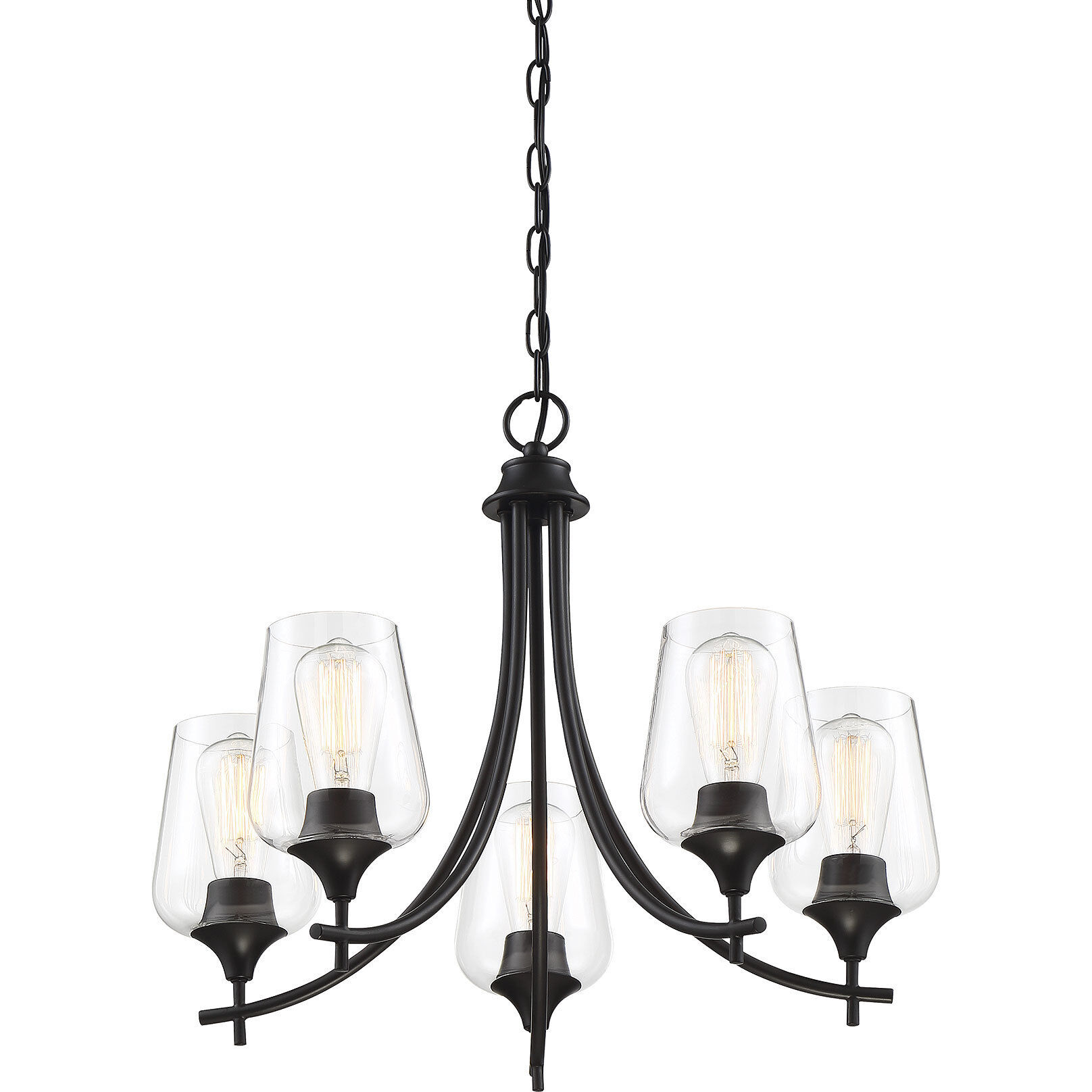 Octave 5 Light 23 inch Black Chandelier Ceiling Light, Essentials
