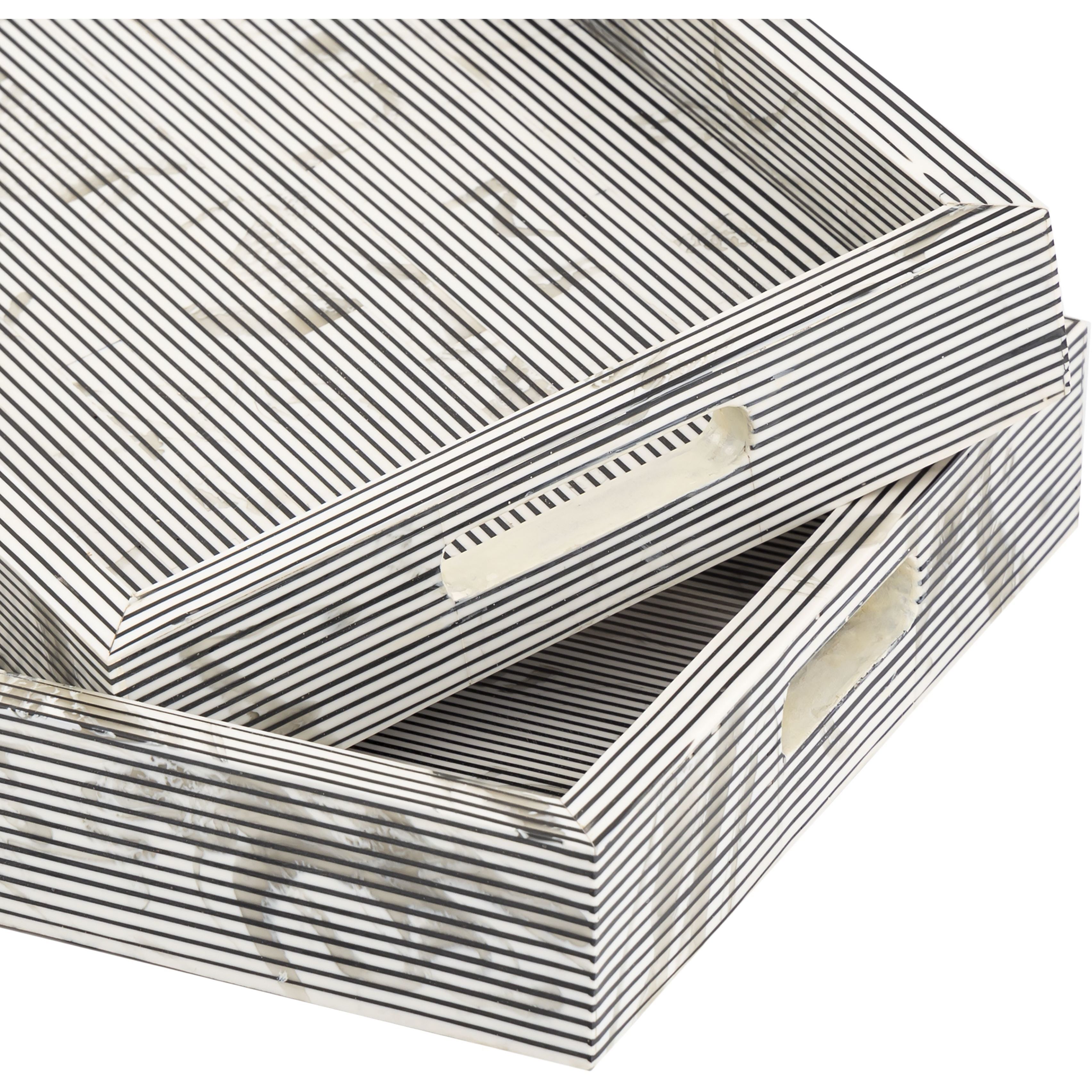 Eaton White with Black Tray, Set of 2