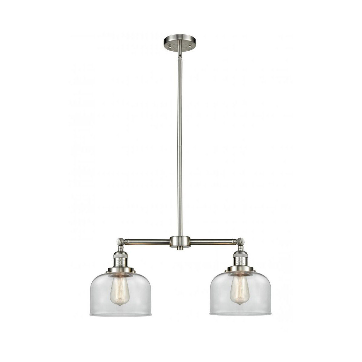 Franklin Restoration Large Bell LED 21 inch Brushed Satin Nickel Chandelier Ceiling Light in Clear Glass, Franklin Restoration