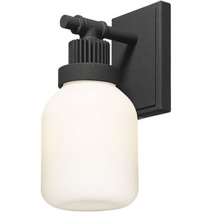 Somers 1 Light 5.5 inch Textured Black Sconce Wall Light in Matte White Glass