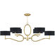 Allegretto 6 Light 63 inch Gold Chandelier Ceiling Light in Gold Leaf, Black Fabric